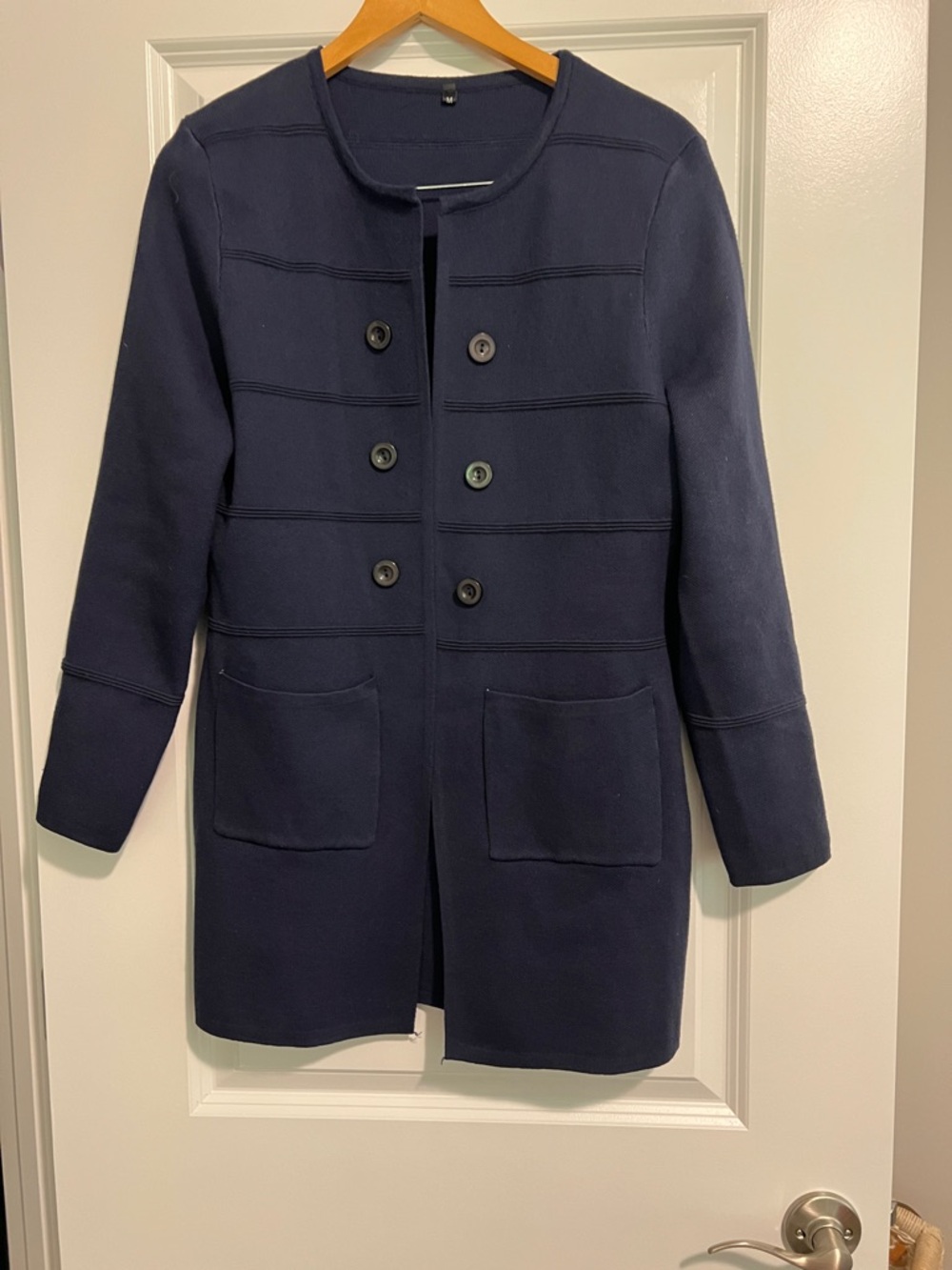 Navy Double-Breasted Pocket Coat /Cardigan